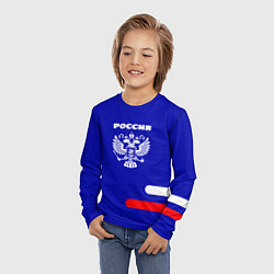 Лонгслив детский Герб Российского государства синий, цвет: 3D-принт — фото 2