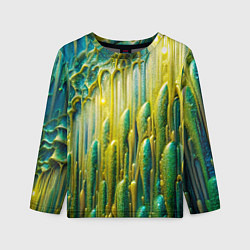 Детский лонгслив Золотисто-зеленые потеки