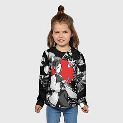 Лонгслив детский Шинобу Кочо бабочка - убийца демонов, цвет: 3D-принт — фото 2