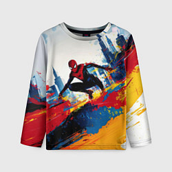 Детский лонгслив Человек - паук и пролитая краска