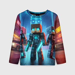 Лонгслив детский Minecraft - ai art neon glow, цвет: 3D-принт