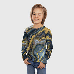Лонгслив детский Золотые диагонали, цвет: 3D-принт — фото 2