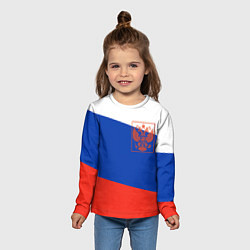 Лонгслив детский Россия флаг с гербом, цвет: 3D-принт — фото 2