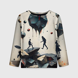 Лонгслив детский Сюрреалистичные люди и камни, цвет: 3D-принт