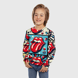 Лонгслив детский Rolling Stones logo - pop art, цвет: 3D-принт — фото 2