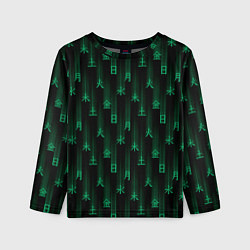 Детский лонгслив Паттерн с днями недели зелеными иероглифами