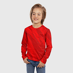 Лонгслив детский Красный полосатый, цвет: 3D-принт — фото 2