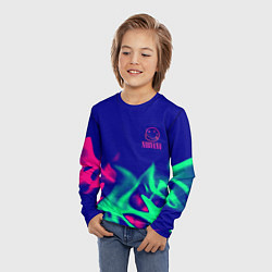 Лонгслив детский Nirvana fire neon, цвет: 3D-принт — фото 2