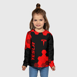 Лонгслив детский Tesla - red gradient вертикально, цвет: 3D-принт — фото 2