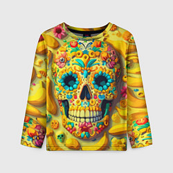 Лонгслив детский Красочный летний паттерн с черепом - нейроарт, цвет: 3D-принт
