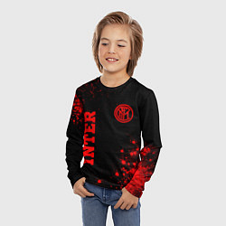 Лонгслив детский Inter - red gradient вертикально, цвет: 3D-принт — фото 2