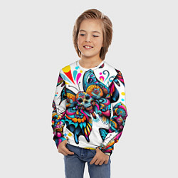 Лонгслив детский Бабочка и череп - нейроарт паттерн, цвет: 3D-принт — фото 2
