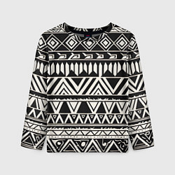 Детский лонгслив Черно белый орнамент в этническом стиле
