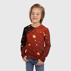 Лонгслив детский Золотые звездочки на коричневой текстуре, цвет: 3D-принт — фото 2