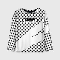 Лонгслив детский Sport чёрно-белый с полосой, цвет: 3D-принт