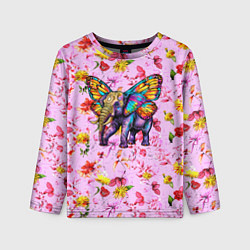 Детский лонгслив Слон с крыльями бабочки