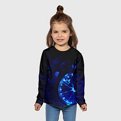 Лонгслив детский Синяя подсветка колёс, цвет: 3D-принт — фото 2