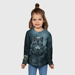 Лонгслив детский Солдат волк, цвет: 3D-принт — фото 2