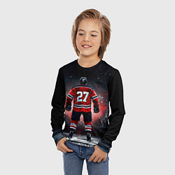 Лонгслив детский Хоккеист на черном, цвет: 3D-принт — фото 2