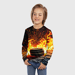 Лонгслив детский Шайба в огне, цвет: 3D-принт — фото 2