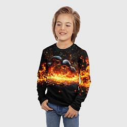 Лонгслив детский Кикбоксеркие перчатки в огне, цвет: 3D-принт — фото 2