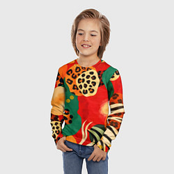Лонгслив детский Анималистичный африканский паттерн, цвет: 3D-принт — фото 2