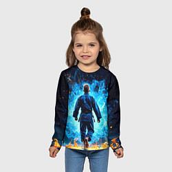 Лонгслив детский Дзюдоист в синем пламени, цвет: 3D-принт — фото 2