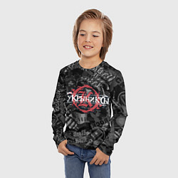 Лонгслив детский Кукрыниксы логотип на фоне гитар, цвет: 3D-принт — фото 2