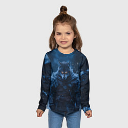 Лонгслив детский Воин волк зимой, цвет: 3D-принт — фото 2