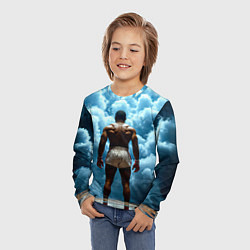 Лонгслив детский Мухаммед Али в синем дыму, цвет: 3D-принт — фото 2