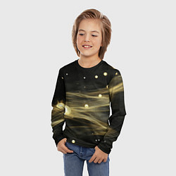 Лонгслив детский Золотистый свет на черной текстуре, цвет: 3D-принт — фото 2