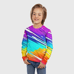 Лонгслив детский Радужные брызги краски текстура, цвет: 3D-принт — фото 2