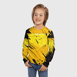 Лонгслив детский Желтая краска на черном фоне, цвет: 3D-принт — фото 2