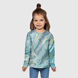 Лонгслив детский Холодный голубой абстракция, цвет: 3D-принт — фото 2