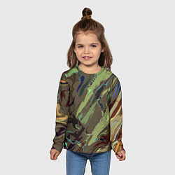 Лонгслив детский Абстракция тон хаки, цвет: 3D-принт — фото 2