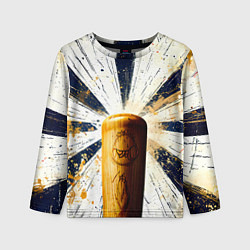 Лонгслив детский Бейсбольная бита на черно-белом, цвет: 3D-принт