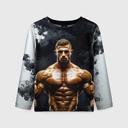 Лонгслив детский Бодибилдер в черном дыму, цвет: 3D-принт