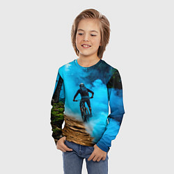 Лонгслив детский Горный велосипед и синий туман, цвет: 3D-принт — фото 2