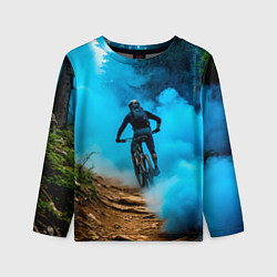 Лонгслив детский Горный велосипед и синий туман, цвет: 3D-принт