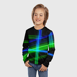 Лонгслив детский Color blue black green, цвет: 3D-принт — фото 2