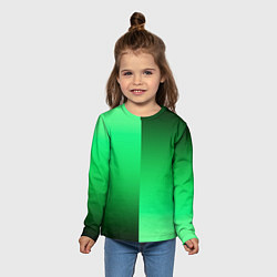 Лонгслив детский Чёрно-зелёный градиент пополам, цвет: 3D-принт — фото 2