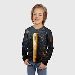 Лонгслив детский Бейсбольная бита на черном, цвет: 3D-принт — фото 2