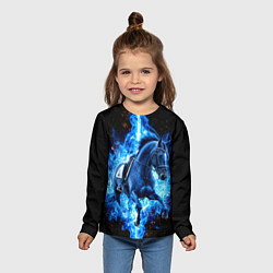 Лонгслив детский Лошадь из конного спорта в огне, цвет: 3D-принт — фото 2