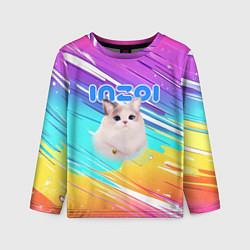 Детский лонгслив Inzoi кошечка на радужном фоне