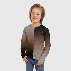 Лонгслив детский Чёрно-коричневый текстурный градиент пополам, цвет: 3D-принт — фото 2