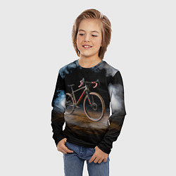Лонгслив детский Циклокроссовый велосипед в дыму, цвет: 3D-принт — фото 2