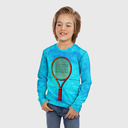 Лонгслив детский Теннисная ракетка на синем, цвет: 3D-принт — фото 2
