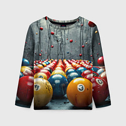 Детский лонгслив Бильярдные шары на сером