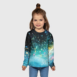 Лонгслив детский Бирюзовые блестки фон, цвет: 3D-принт — фото 2