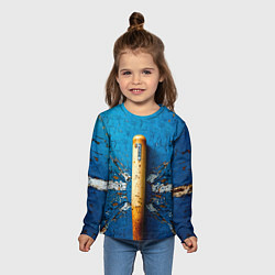 Лонгслив детский Бейсбольная бита на синем, цвет: 3D-принт — фото 2